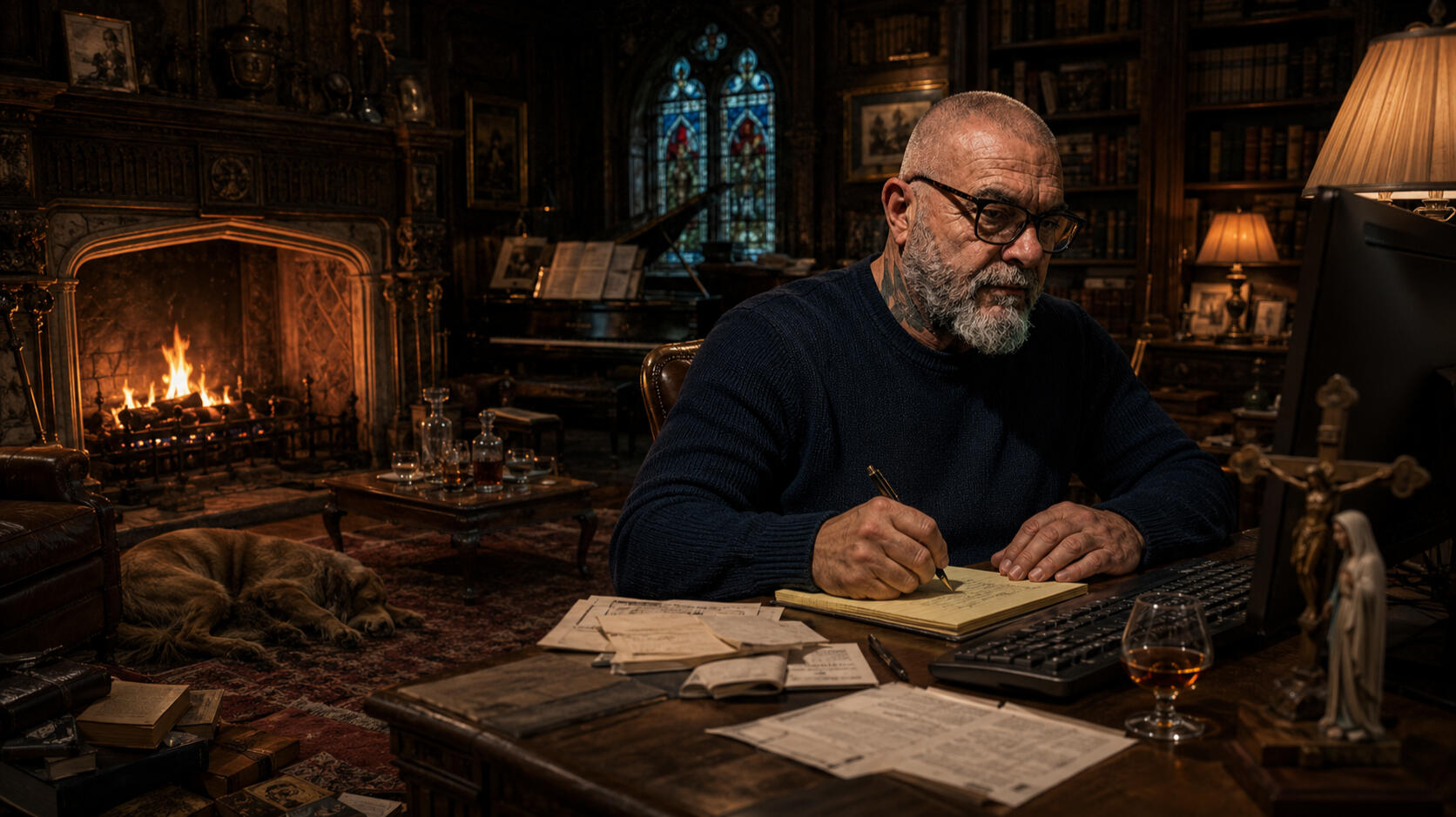 GBP writing at desk